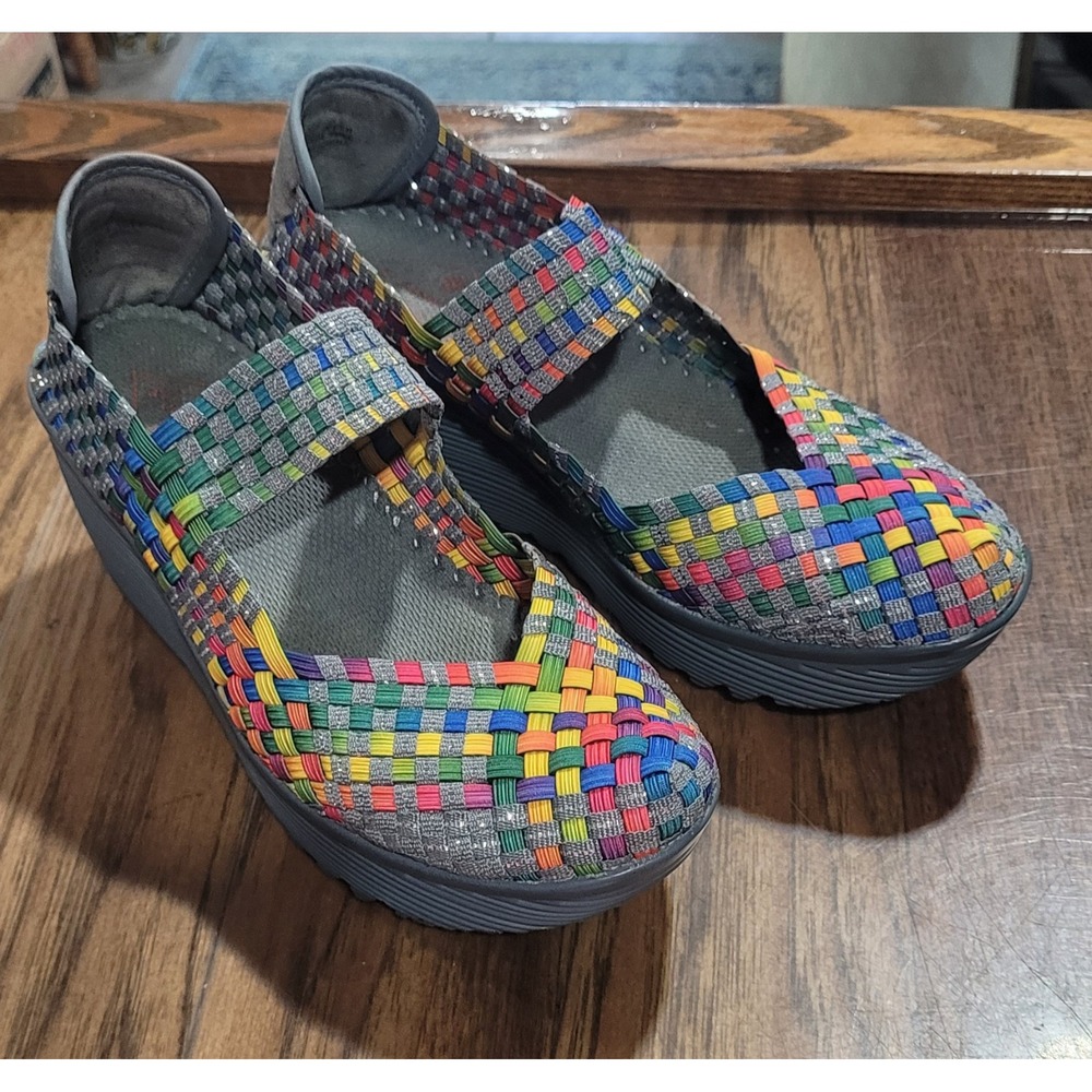 St Johns Bay Wedge Mary Janes Womens  Karma Multi Color round toe Shoes 6 1/2